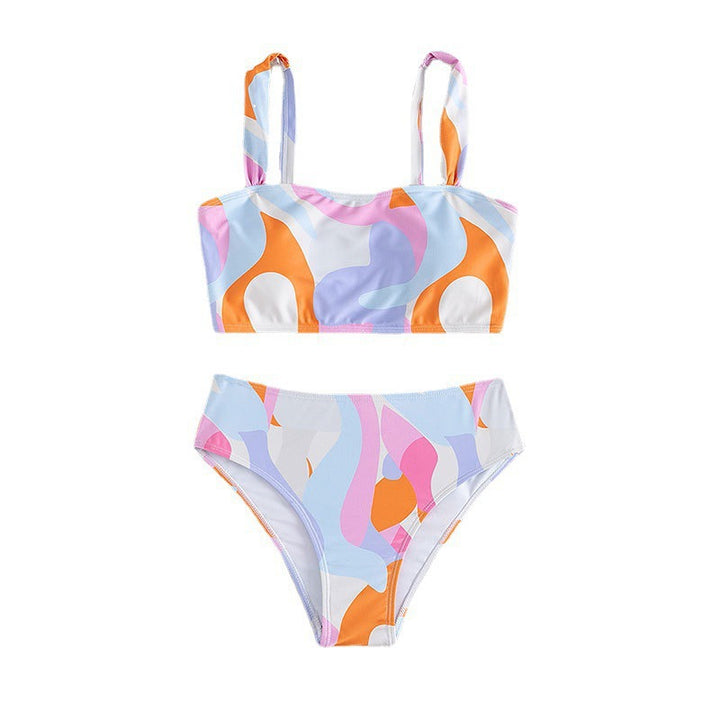 Dame To-delt Bikini-sæt med trendy geometrisk mønster Skovae