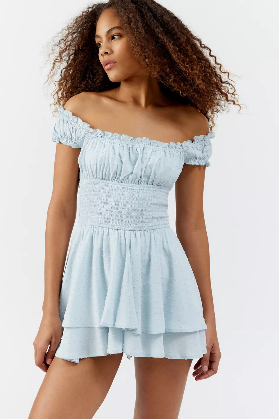 Femme Off-Shoulder Ruffle Mini Kjole Stilla