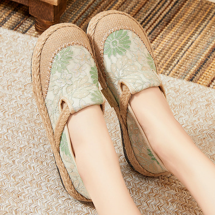 Femme Floral Broderet Espadrille Slip-On Sko Stilla