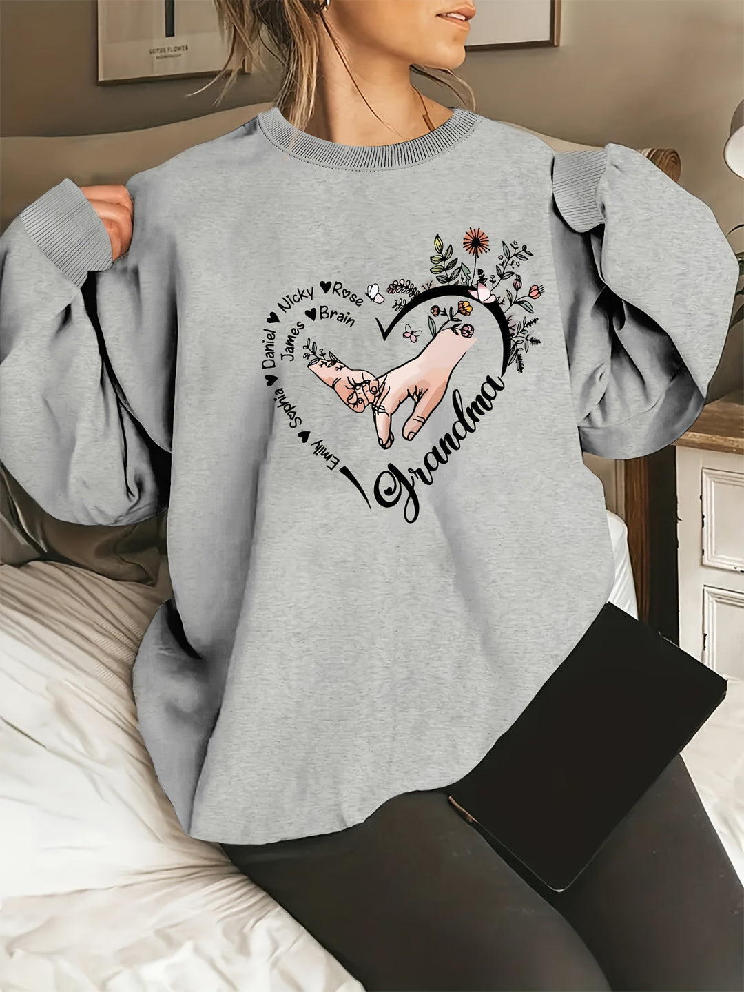 Kvinder's afslappet sweater med blomstermotiver Stilla