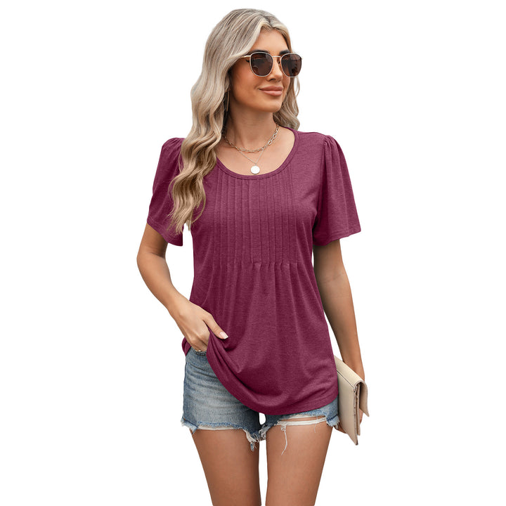 Dame elegant top med rynket design Stilla