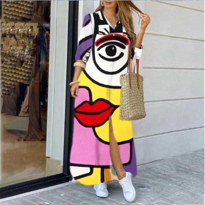 Femme Grafiktryk Maxi Kjole Stilla