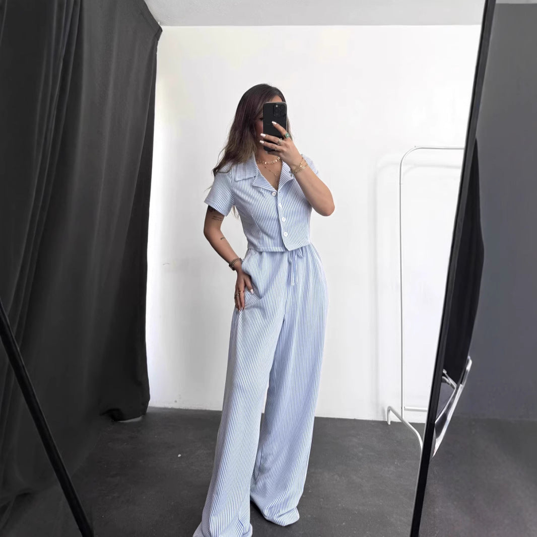 Dame Relaxed Fit Stribet Pyjama-Sæt Stilla