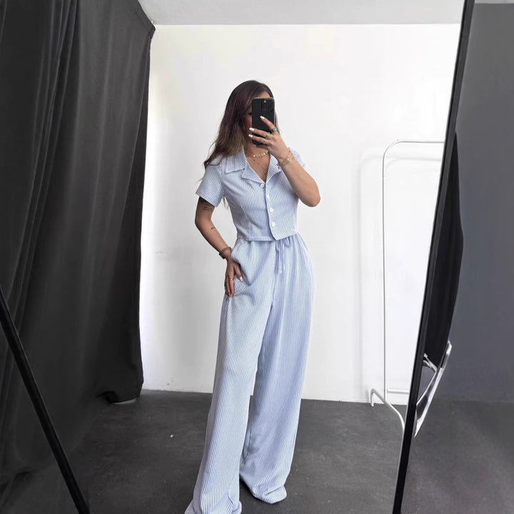 Dame Relaxed Fit Stribet Pyjama-Sæt Stilla