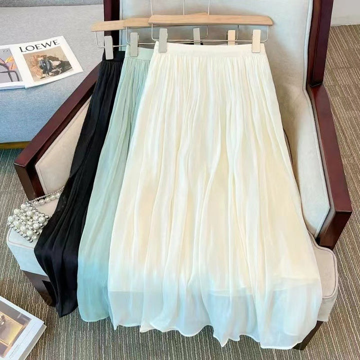 Dame Let Fald Skirt i fint Chiffon Stilla