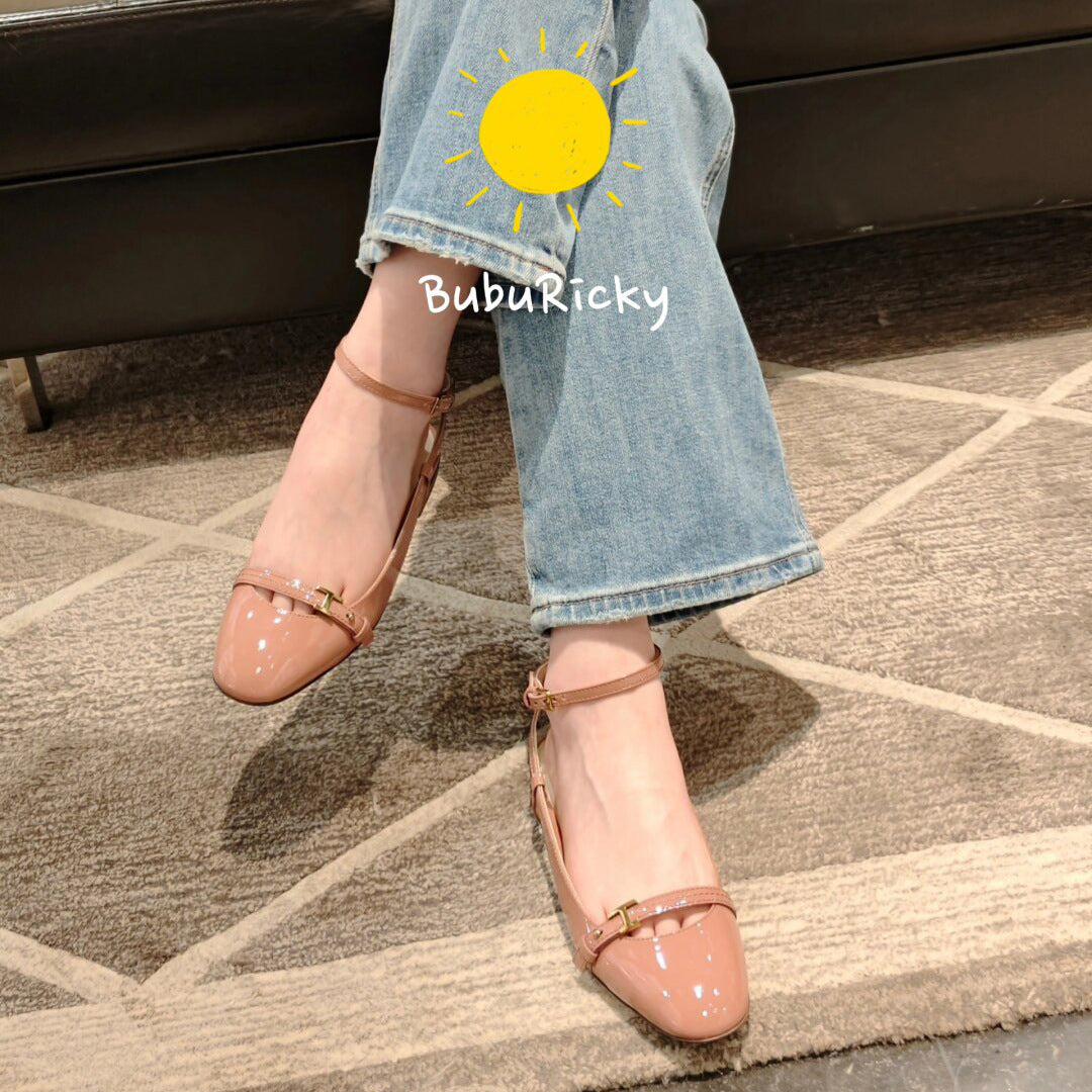 Dame Elegant Slingback Flade Sko med Dekorativ Ankelrem Stilla