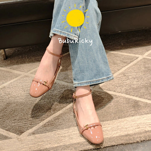 Dame Elegant Slingback Flade Sko med Dekorativ Ankelrem Stilla