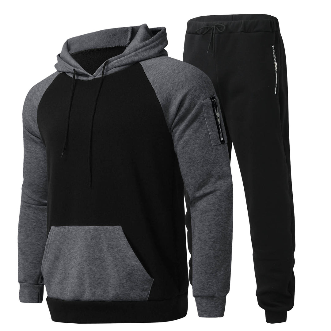 Herrer Sporty Hooded Sweatshirt- og Joggingbukser-Sæt med funktionelle Sidelommer Stilla