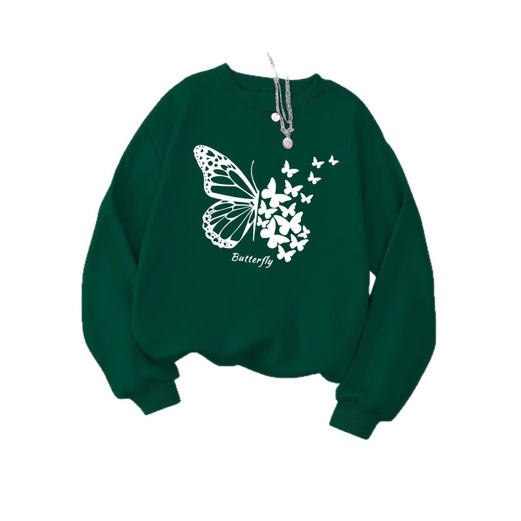 Kvinders sweatshirt med kreativ sommerfuglemotiv og afslappet snit Stilla