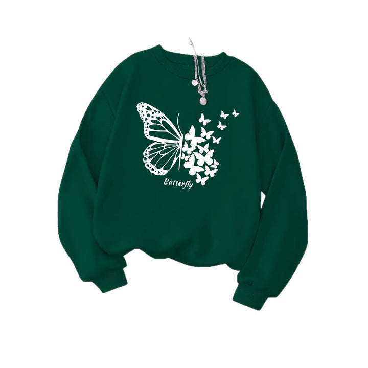 Kvinders sweatshirt med kreativ sommerfuglemotiv og afslappet snit Stilla