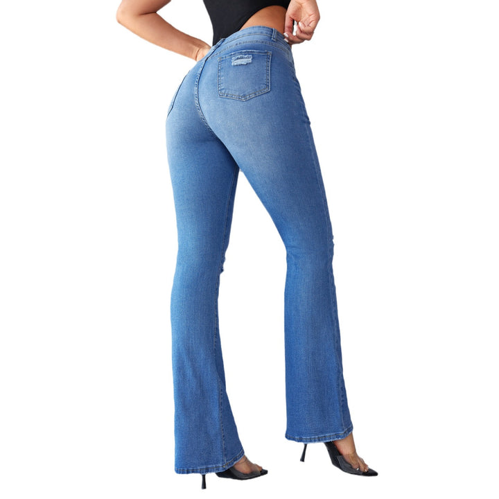 Dame Flared Jeans med højtskåret talje og Destroyed-detaljer Stilla