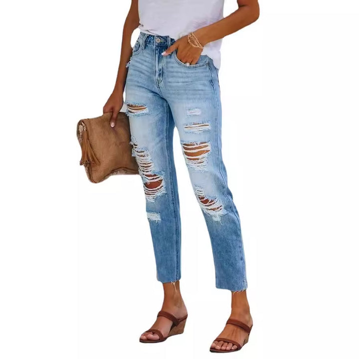 Kvinder Ødelagte Jeans i Casual Boyfriend Stil Stilla