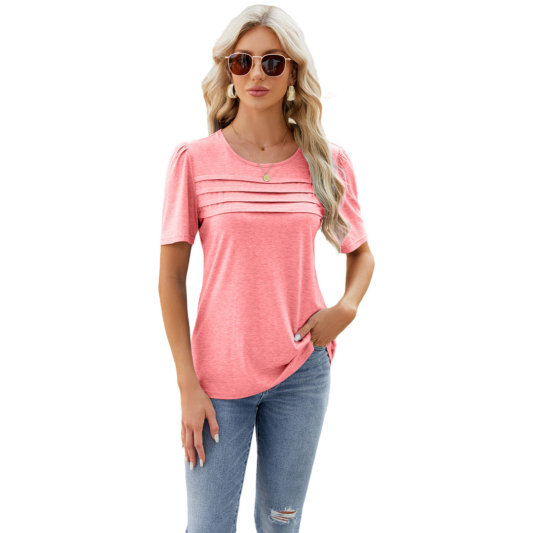Dame Stilet T-Shirt med Rynker Stilla