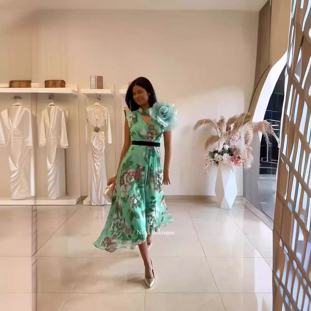 Kvinder Flydende Maxi Kjole med Blomsterdesign og Off-Shoulder Rynke Skovae