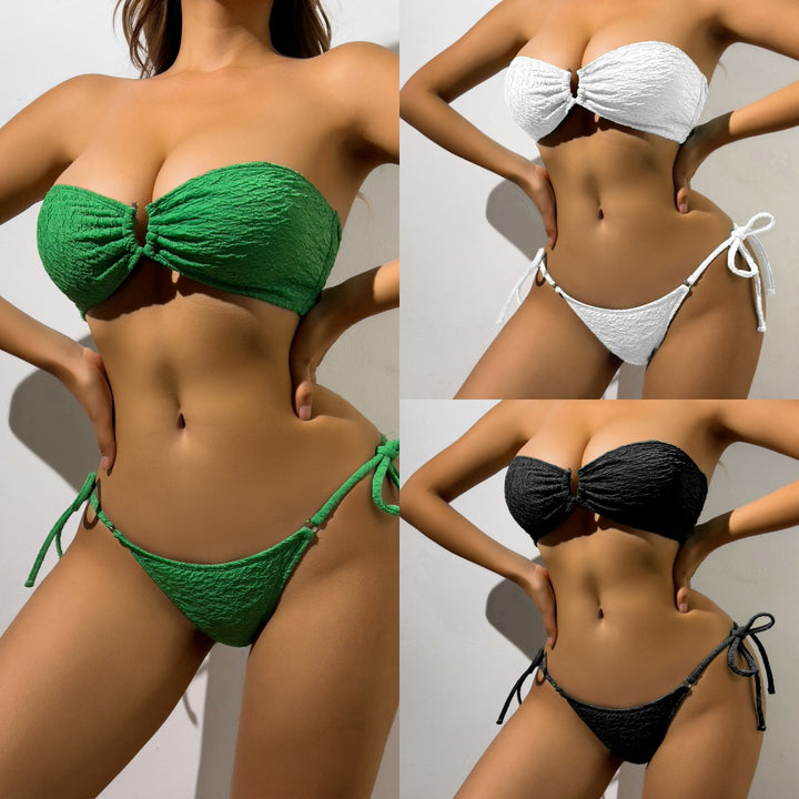 Dame Justerbare Stropper Bandeau Bikini Sæt Stilla