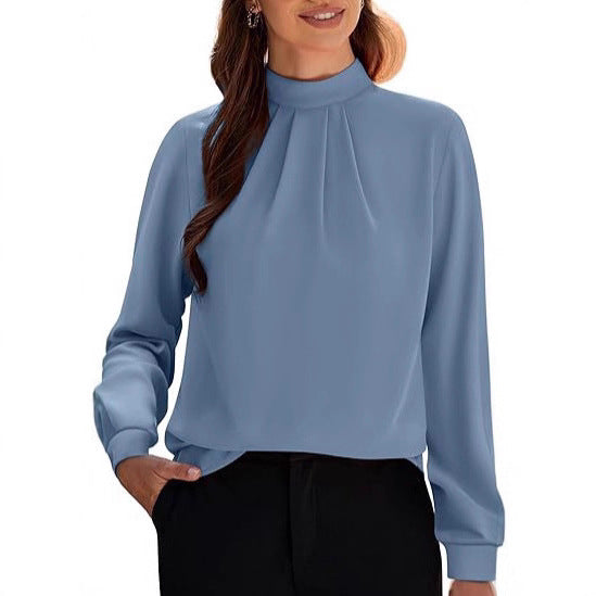 Damebluse med elegant ståkrave Stilla