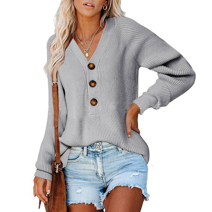 Dame V-hals Knap-Up Pullover Stilla