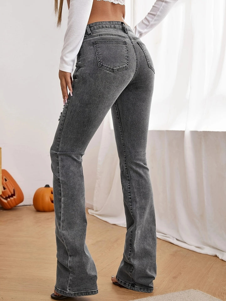 Dame Bootcut Jeans med fine slidser og høj talje Stilla