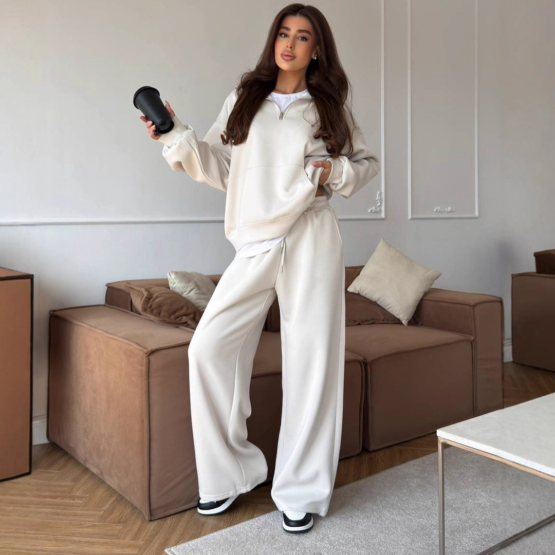 Kvinder Oversized Sweatshirt og bredskårne Bukser Sæt Skovae