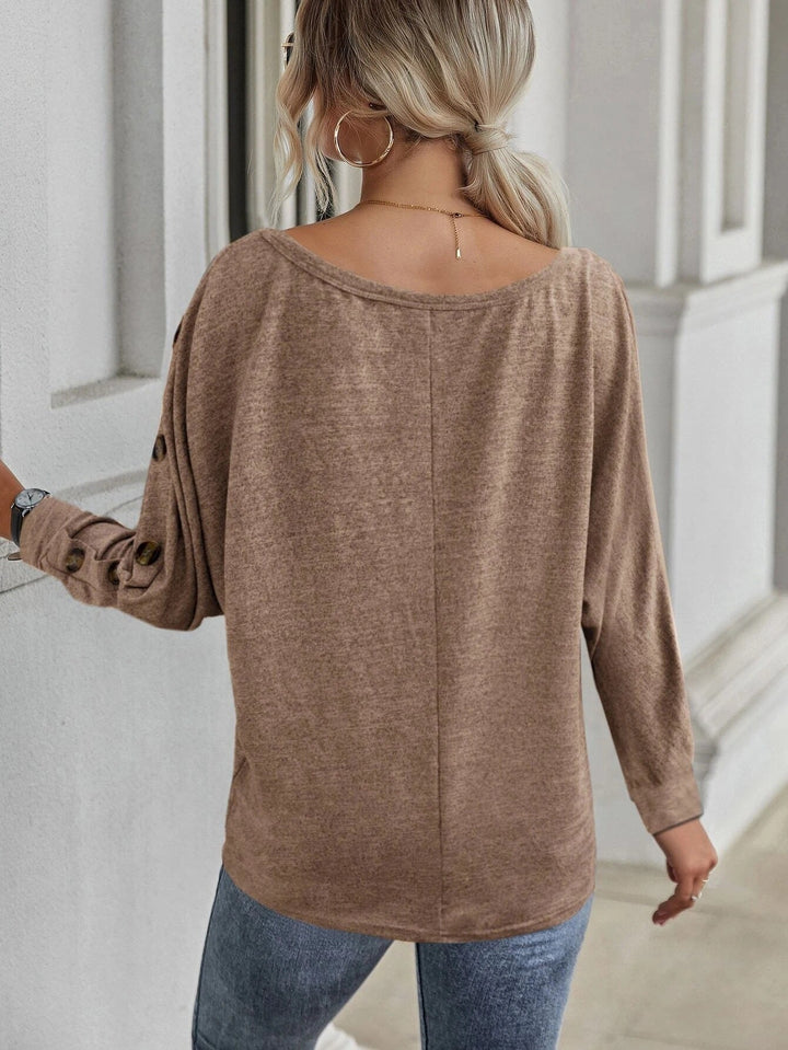 Stilla | Mode Scoop Hals Lange Ærmer Løs Bluse Top
