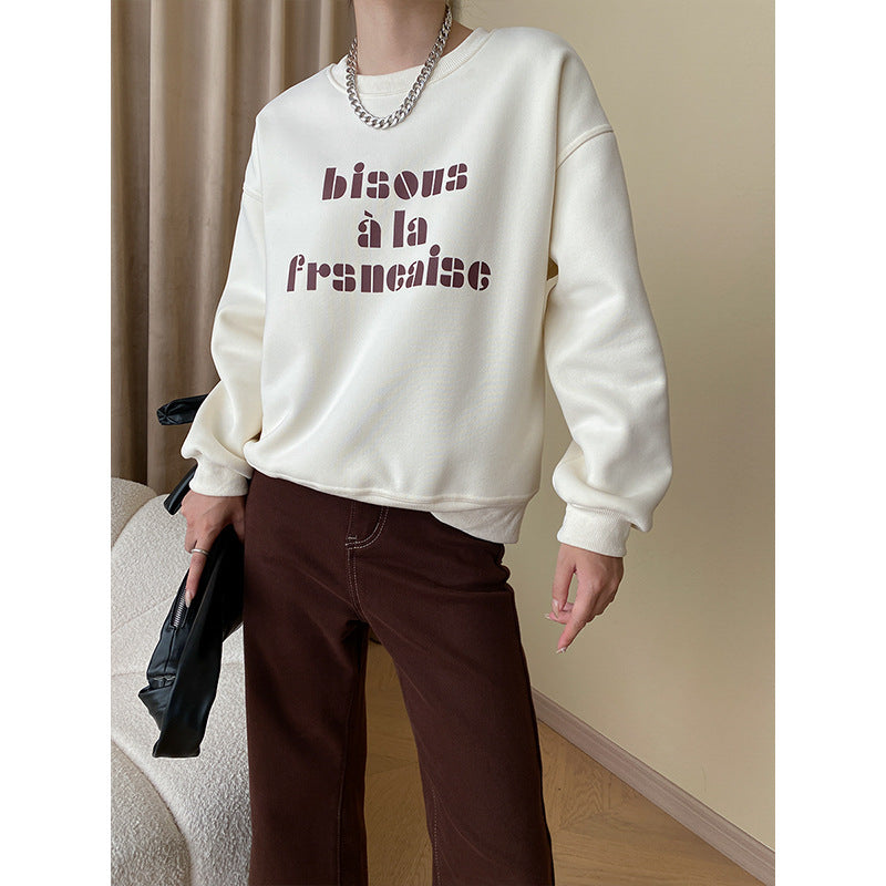 Dame casual sweatshirt med kreativt tekst Stilla