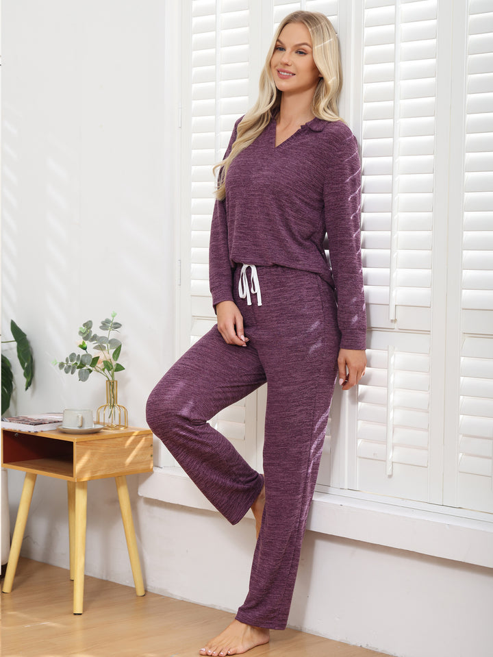 Damer behageligt loungewear-sæt med lange ærmer og justerbar talje Stilla
