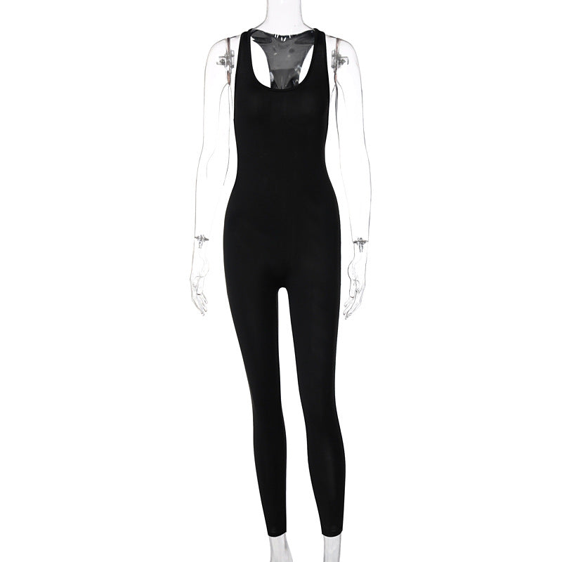 Damer Sporty Jumpsuit med dyb rygudskæring og tætsiddende snit Stilla