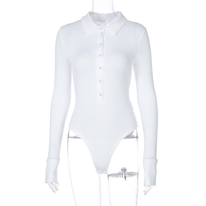 Dame Langærmet Body med elegant knapliste Stilla