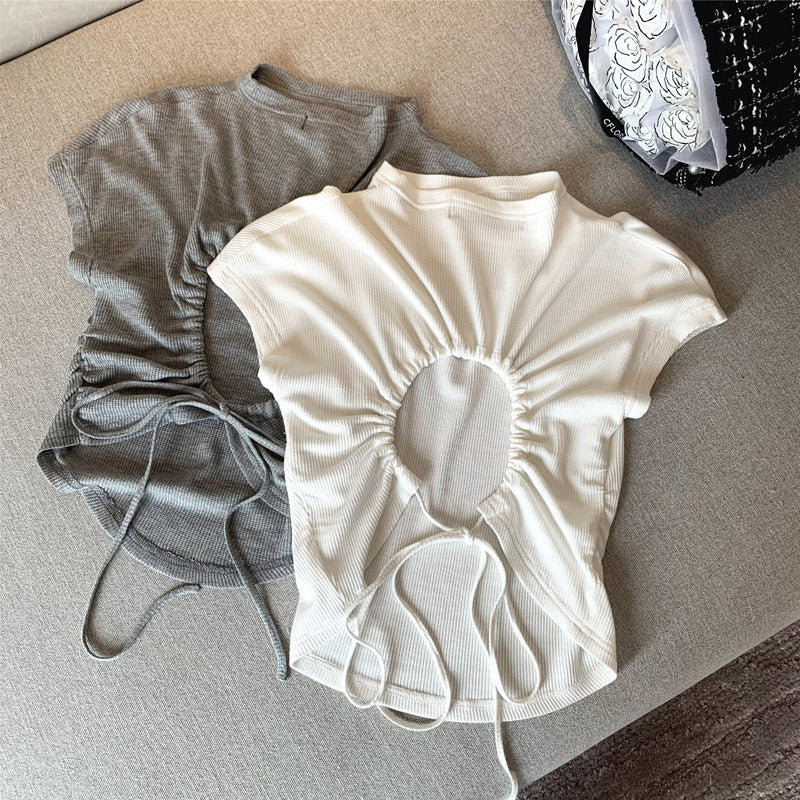 Femme Raffung rygdetalje T-shirt Stilla