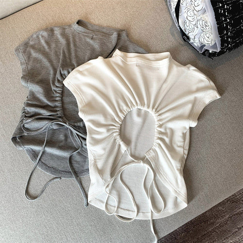 Femme Raffung rygdetalje T-shirt Stilla
