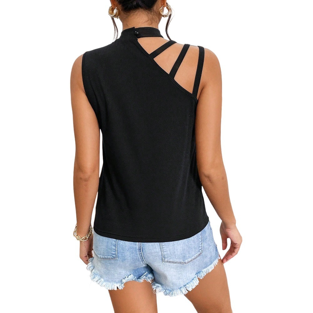 Kvindernes crop top med moderigtige halter-design og décolleté Stilla