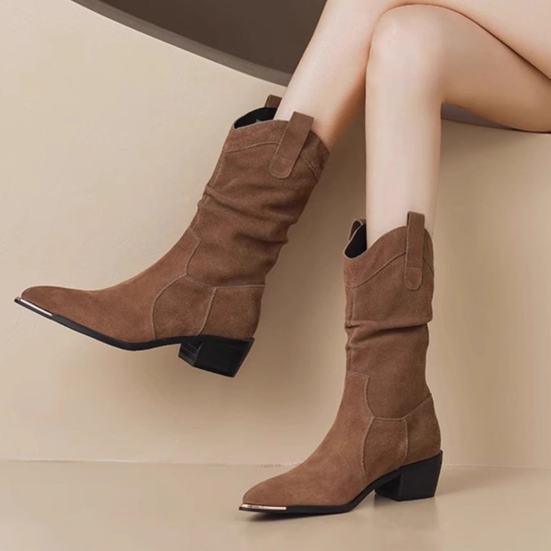 Femme Slouchy Western-inspirerede Ankel Støvler med spids tå Stilla