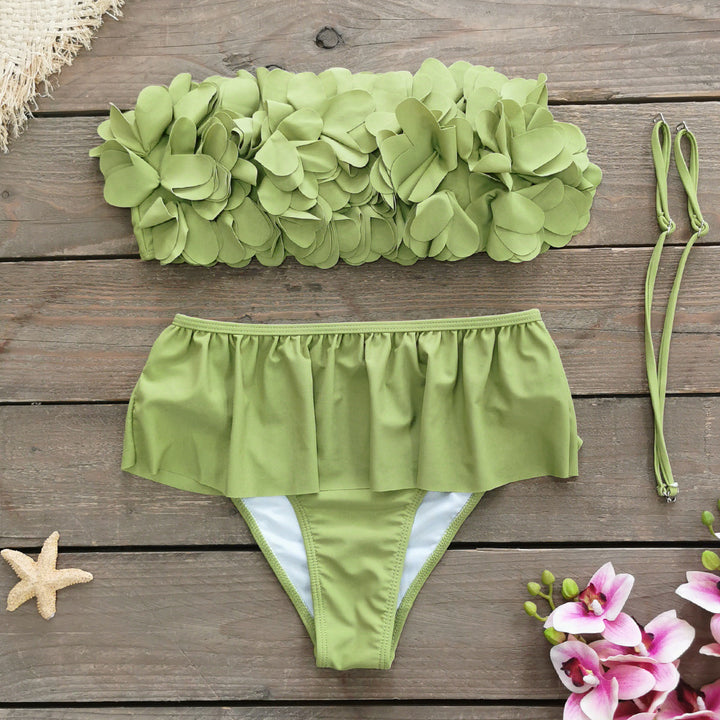 Dame bikini-sæt med voluminøst flæse-design og glad blomster mønster Stilla