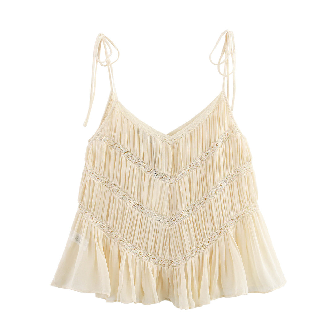 Femme Rüsch-Cami-Top med fine spidsdetaljer Stilla