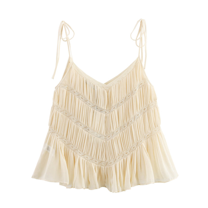 Femme Rüsch-Cami-Top med fine spidsdetaljer Stilla
