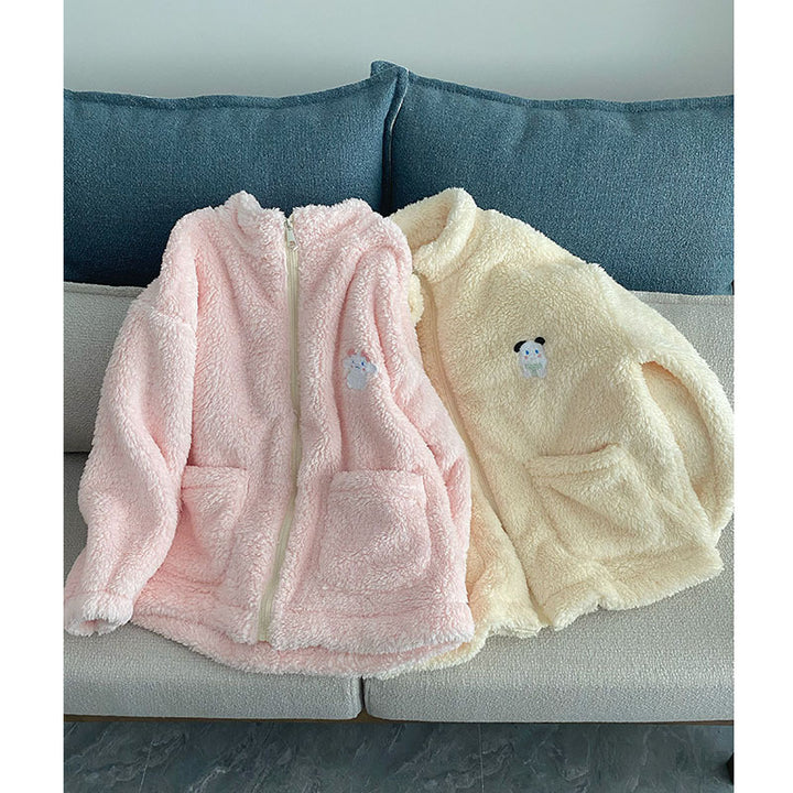 Dame Fleece-Pyjama-sæt med lynlås og hyggeligt materiale Stilla