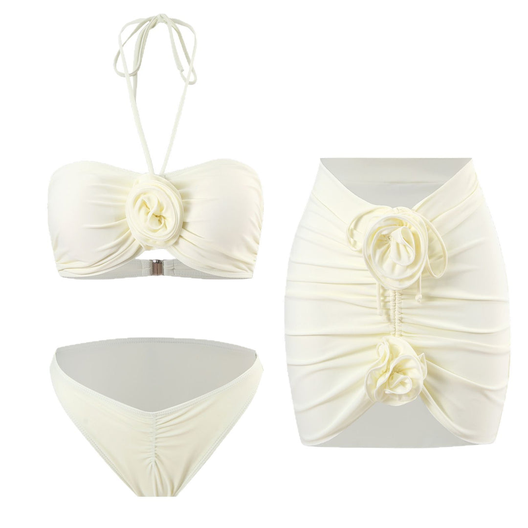 Dame bikini sæt med blomsterede flæser og elegant indpakning nederdel-lyd Stilla