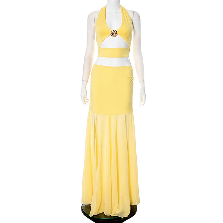 Dame elegant Maxikjole med raffinerede cut-outs og skørt Stilla