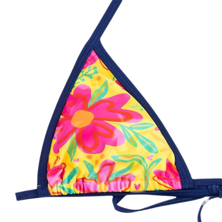 Dame Triangle-Bikini med farverigt blomsterdesign og justerbare bindebånd Stilla