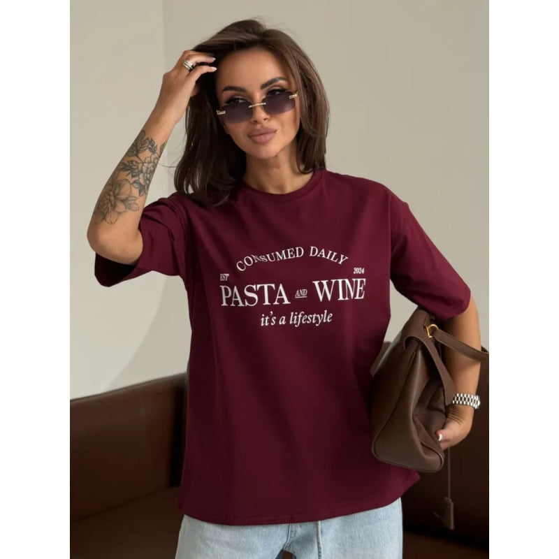 Dame T-shirt med inspirerende livsstilstryk og løs pasform Stilla