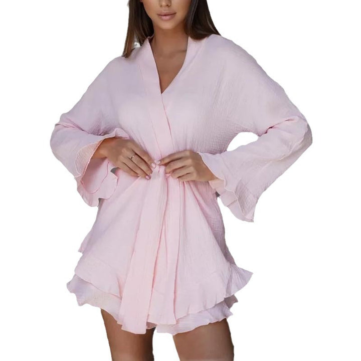 Dame luftig Kimono med volangdetaljer og kort overdel Stilla