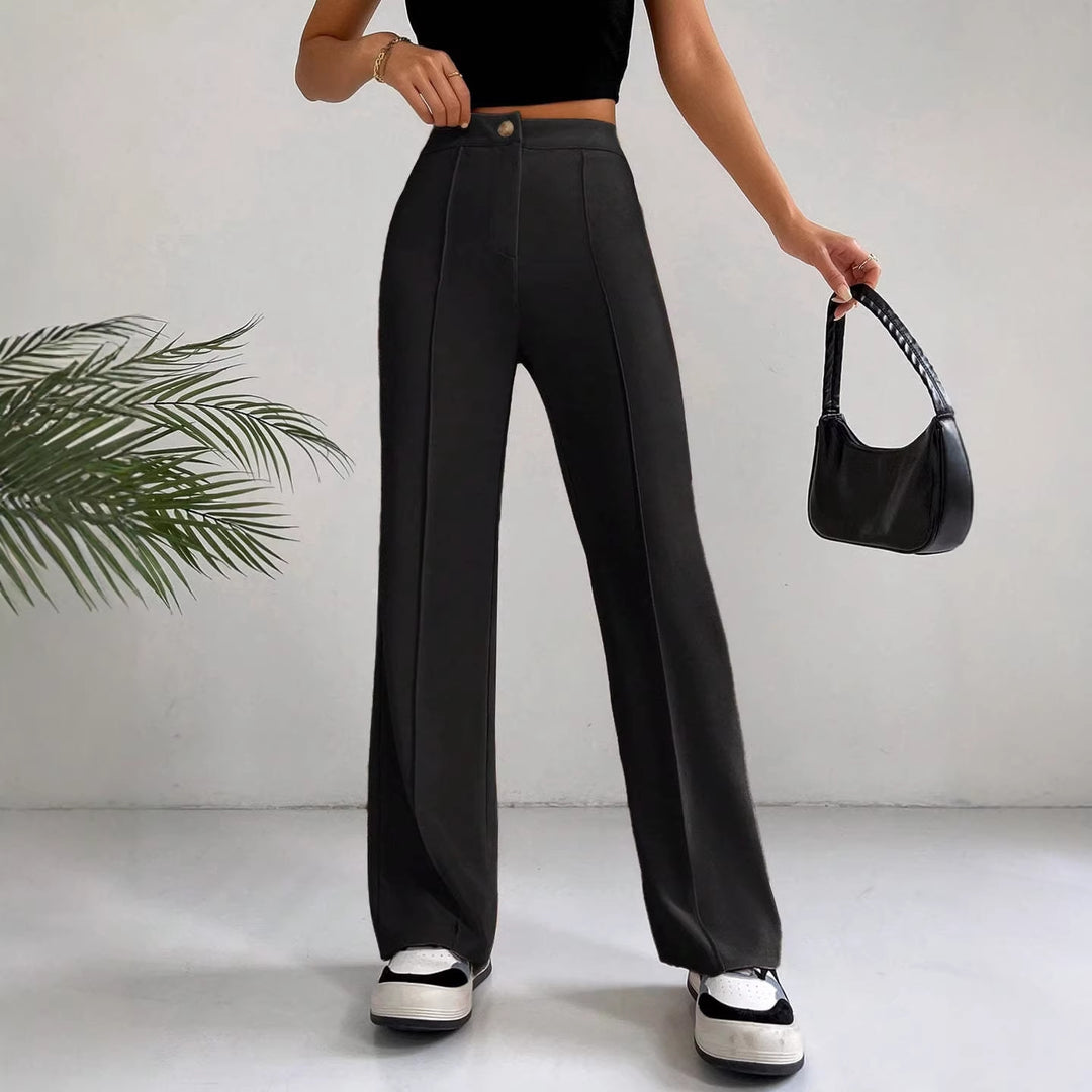 Dame Elegant High-Waist Buks med sidelommer og smalt snit Skovae