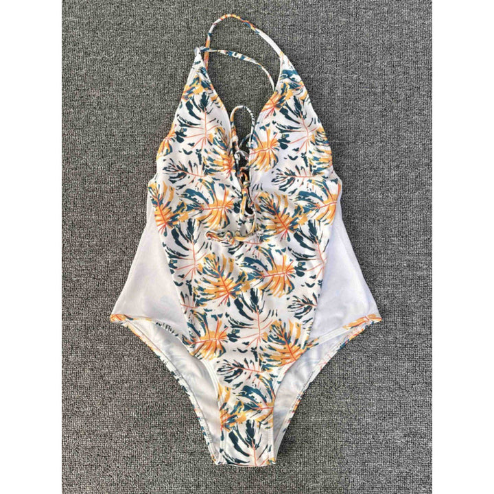 Damer Cut-Out Badedragt med blomstermotiv og justerbare bånd Skovae