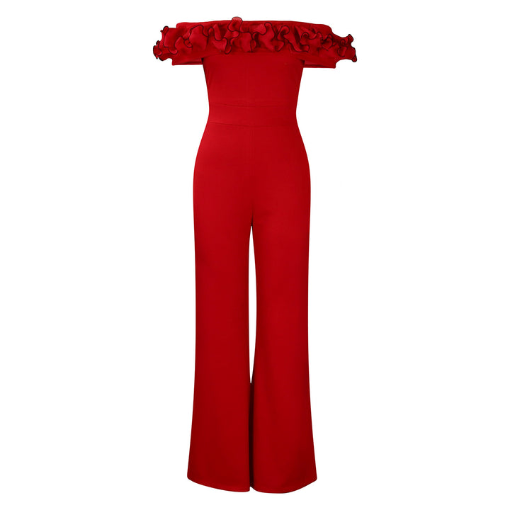 Dame Elegant Jumpsuit med raffinert Volant og bredt Ben Stilla