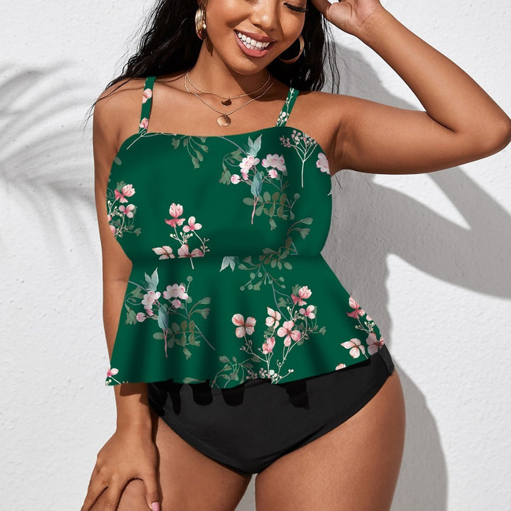 Dame Tankini med svingende nederdel og floral design Skovae