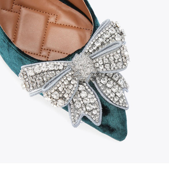 Dame spidse tå Slingback pumps med krystal sløjfeaccent Stilla