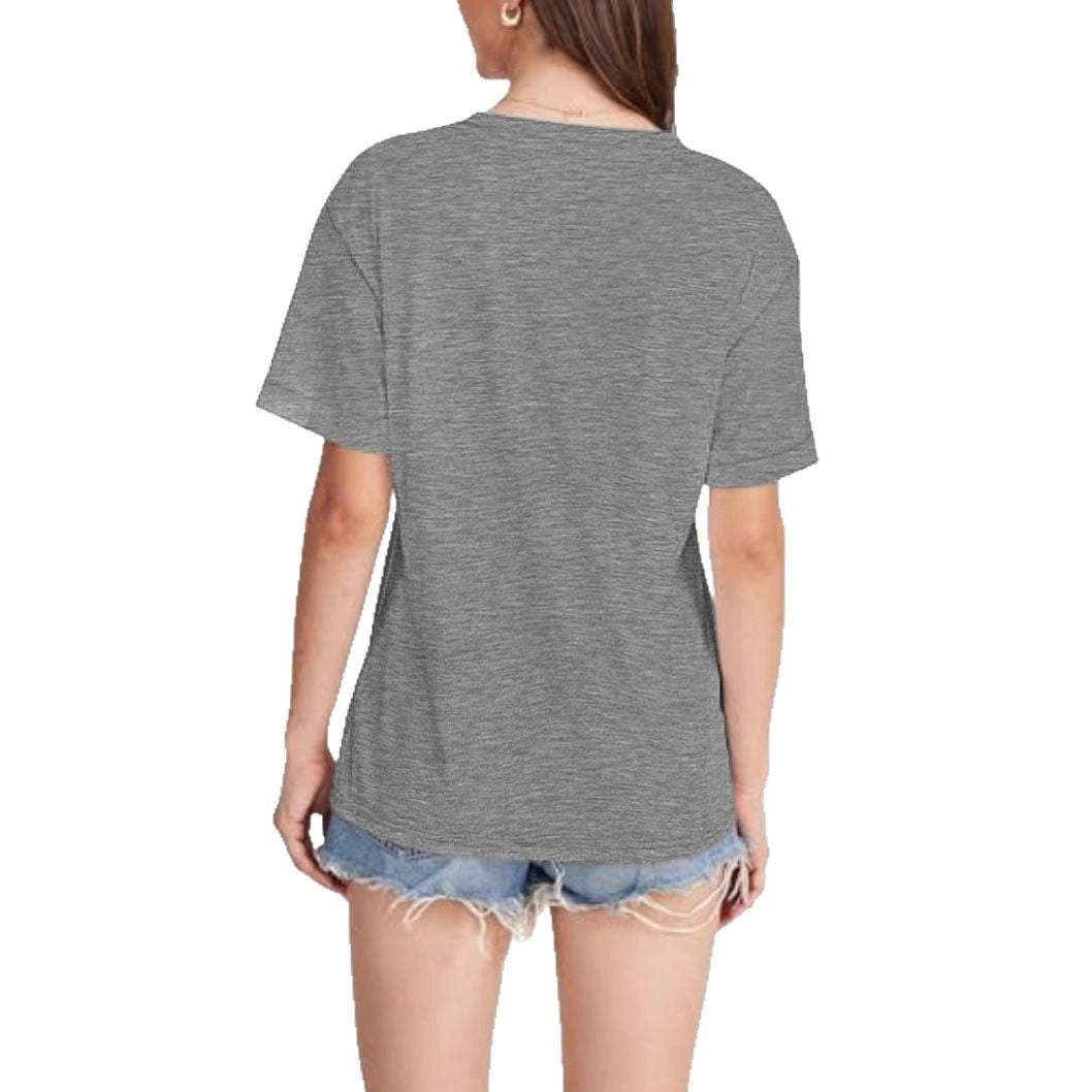 Dame V-hals T-shirt med brystlomme og afslappet snit Stilla