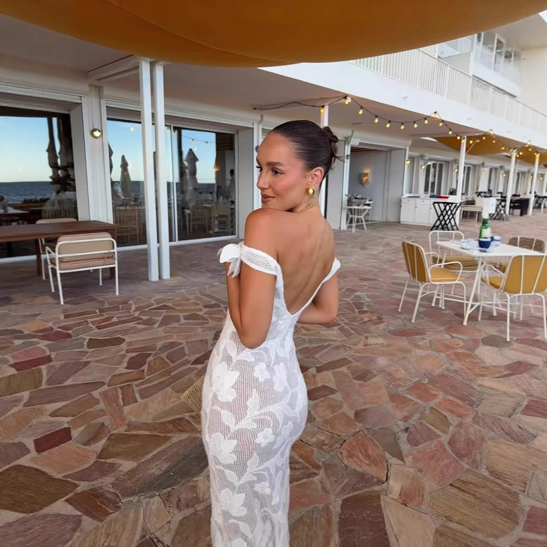 Dame sommerkjole med off-shoulder-design Stilla