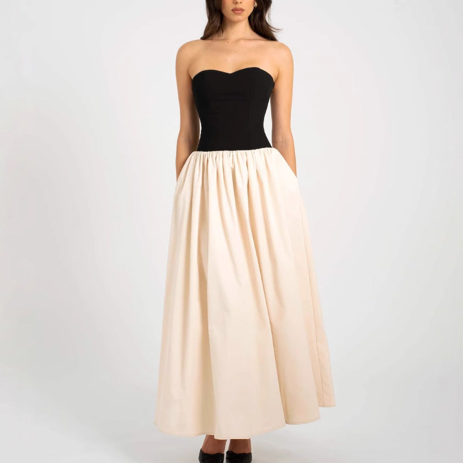 Dame Elegant Maxikjole med hjerteformet udsnit og glat skirt Stilla
