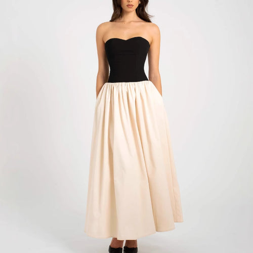 Dame Elegant Maxikjole med hjerteformet udsnit og glat skirt Stilla